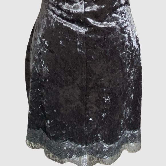 Guess Grey Lace Trim V-Neck Velour Party Nada Mini Dress- Sz- M - Picture 5 of 16